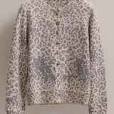 Leopard Print Knit Cardigan with Gold Buttons