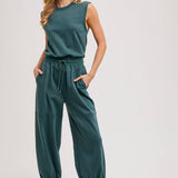 Drawstring Waist Sleeveless Jumpsuit