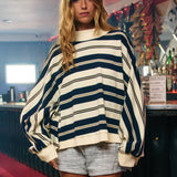 IT2765 Striped Oversized Crewneck Top