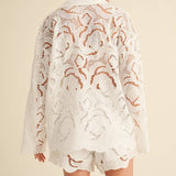 Floral Eyelet Pattern Shirt