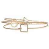 Gold Shapes Simple Hammered Bangle Set