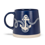 Wide Base Mug with Anchor-Navy-3.5"H(14oz)