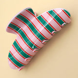 JUMBO STRIPE PLAID OVAL HAIR CLAW CLIPS | 40H1069