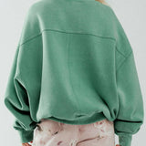 Crew Neck Comfort Washed  Spring Sweatshirt