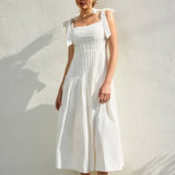 Elegant Sunrise Self Tie Pleated Midi Dress