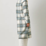 60871 Fuzzy Plaid Long Coat