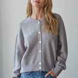 W2536 | Knit Polyester Acrylic Sweater Crew Neck Cardigan