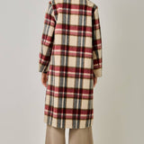 61594 Brushed Plaid Long Coat