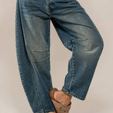 Light Dirty Wash Barrel Leg Jeans