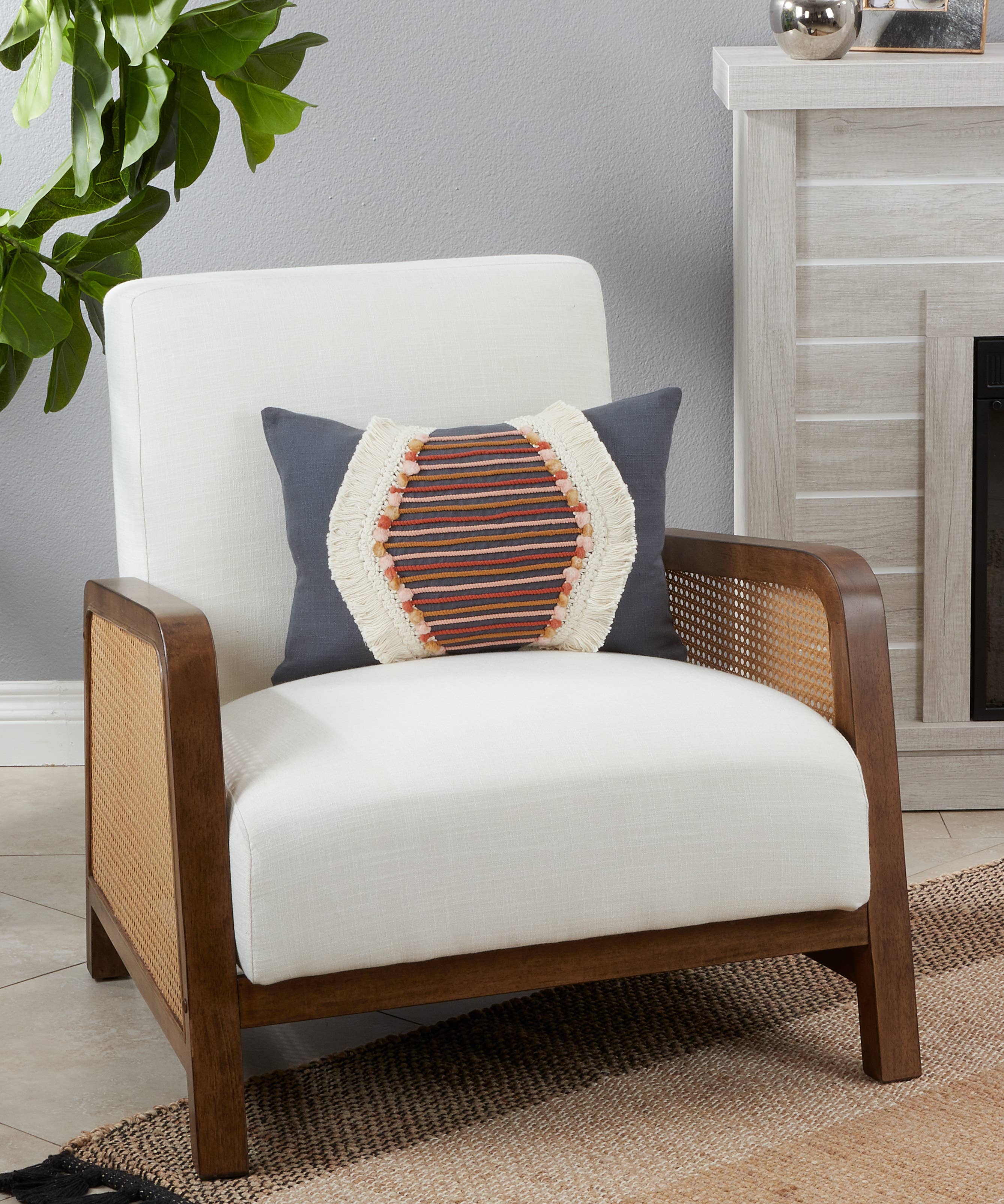 Throw Pillow With Fringe Lace Design
