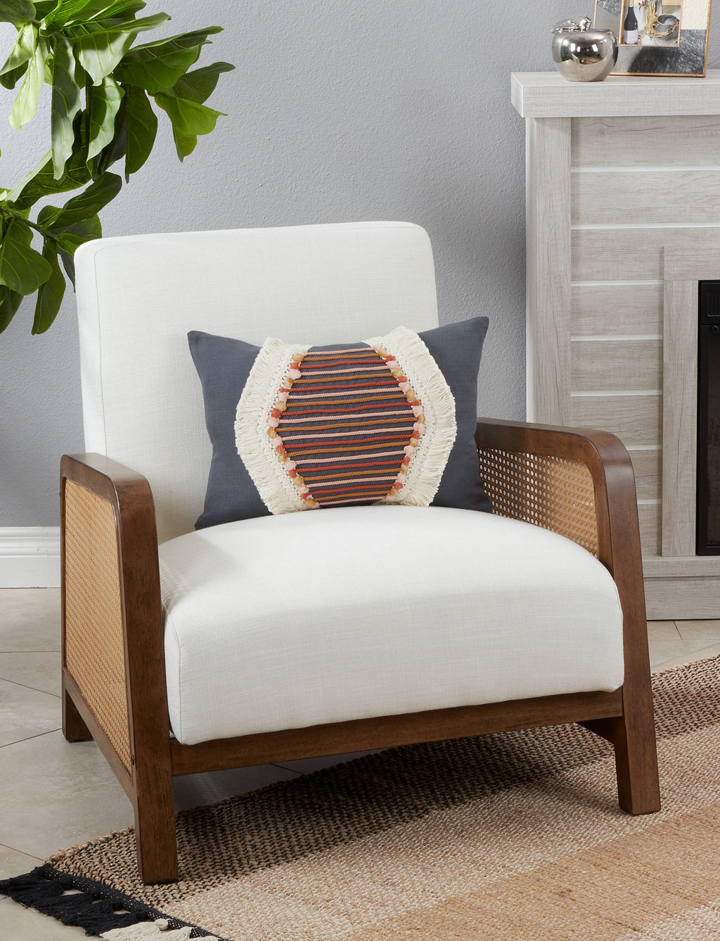 Throw Pillow With Fringe Lace Design