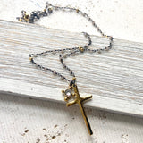 Pyrite Cross Charm Necklace