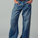 Wide-Leg Utility Stripe Denim Jeans