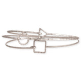 Silver Shapes Simple Hammered Bangle Set