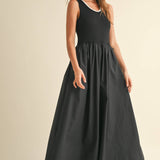 Ribbed Top Woven Skirt Dress