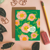 Happy Birthday, Friend - Cute Greeting Card with Flowers
