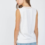 PALM TREE INTARSIA KNIT SWEATER TANK FW10350