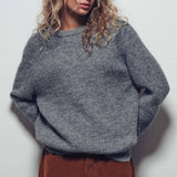 Ribbed Knit Sweater & Hooded Scarf Set