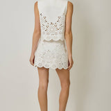 71099 Embroidered Eyelet Washed Skort