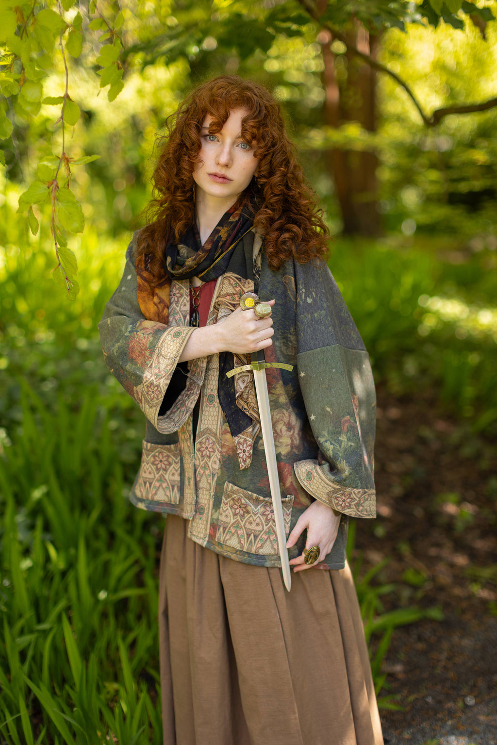 "The Messenger" Fleece Cottage Cardigan Jacket w/ Joan of Arc