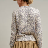 Leopard Print Knit Cardigan with Gold Buttons