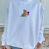 White American Flag Dog Mockneck Sweatshirt 100% Cotton