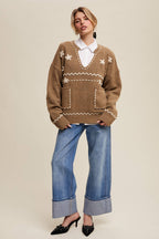 Floral Embroidered Knit Sweater