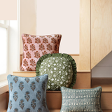 Block Print Vel Mughal Flower Pillow