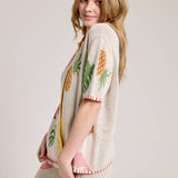 Tropical Knit Button Top