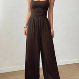 Cross Strap Halter Neck Backless Wide-Leg Jumpsuit