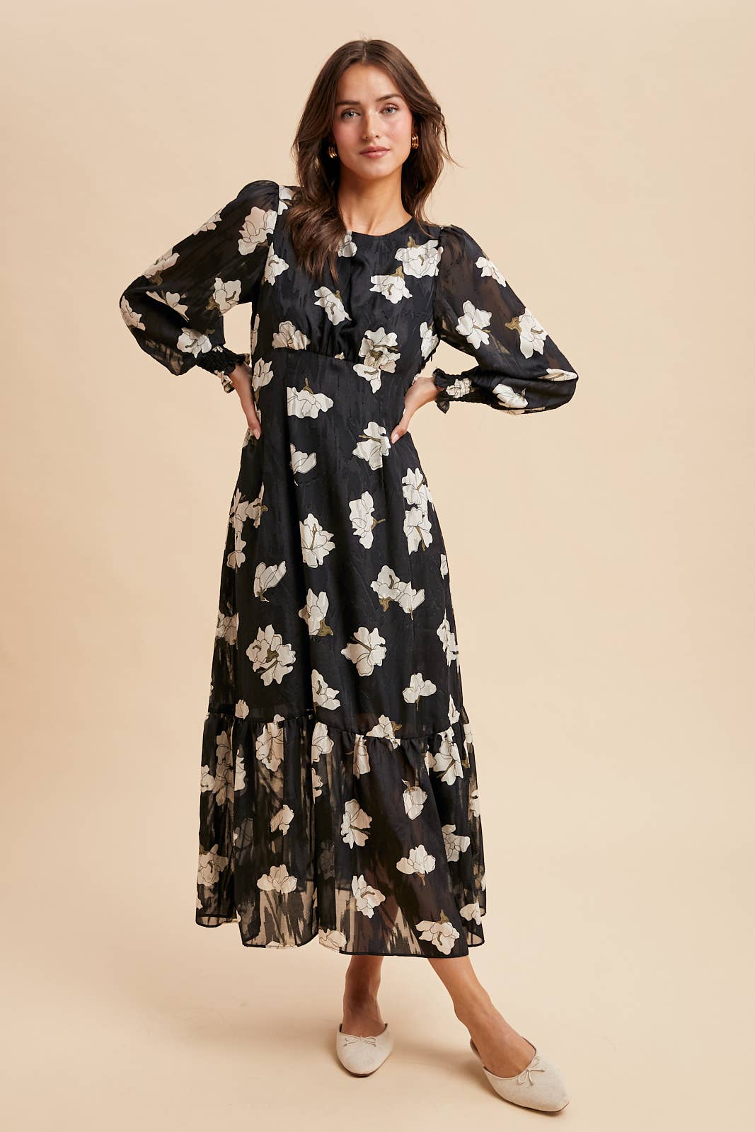 Jacquard Floral Maxi Dress