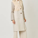 61307 Color Blocked Long Coat