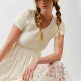 Floral Lace Smocked Bodice Maxi Dress