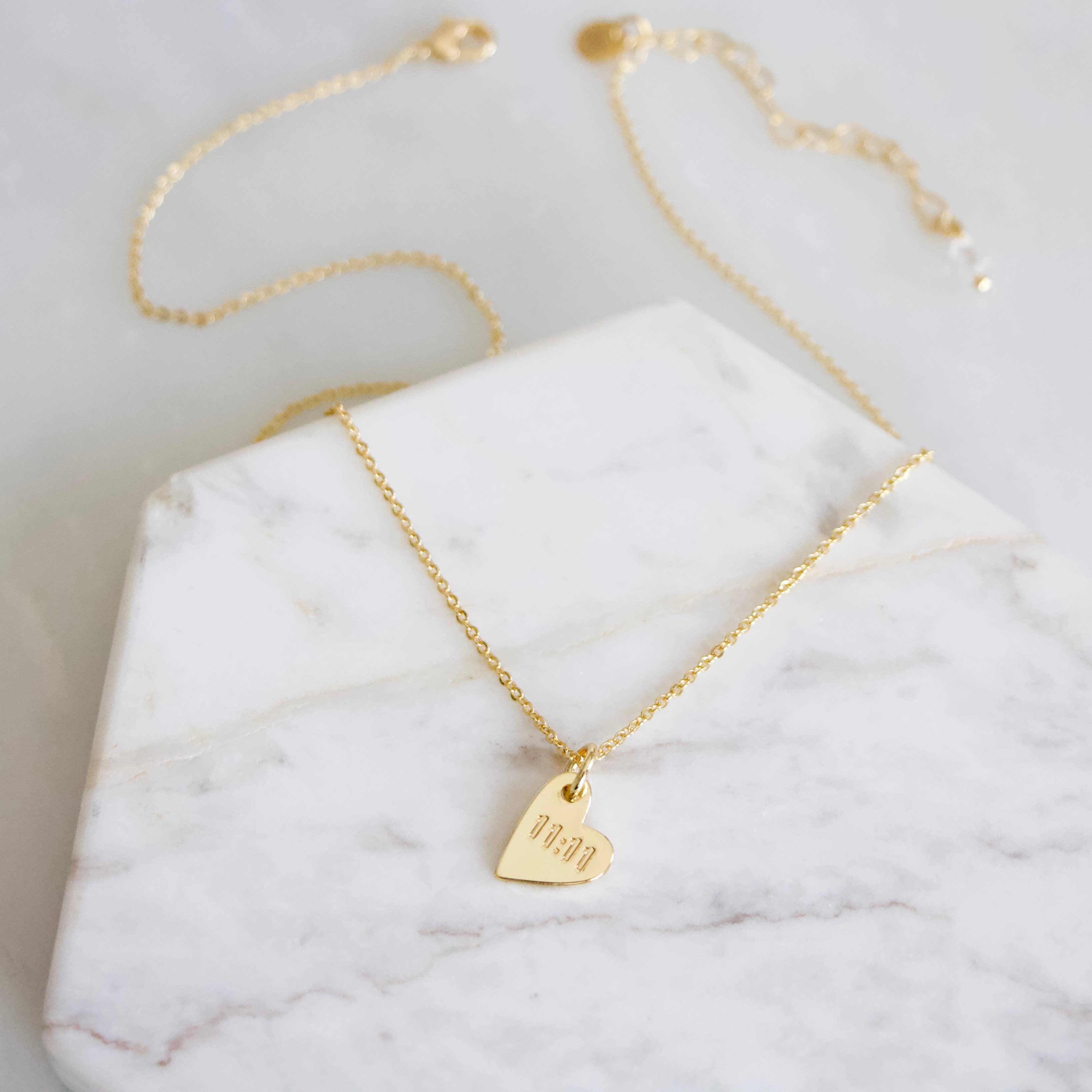 11:11 Stamped Heart Necklace