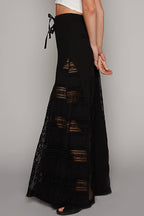 Lace Contrast Wide Leg Pants
