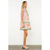 Striped Trim Architectural Print Dress