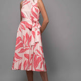 Tropical Leaf Print Midi Dress