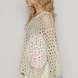 V-Neck Crochet Peace Sweater