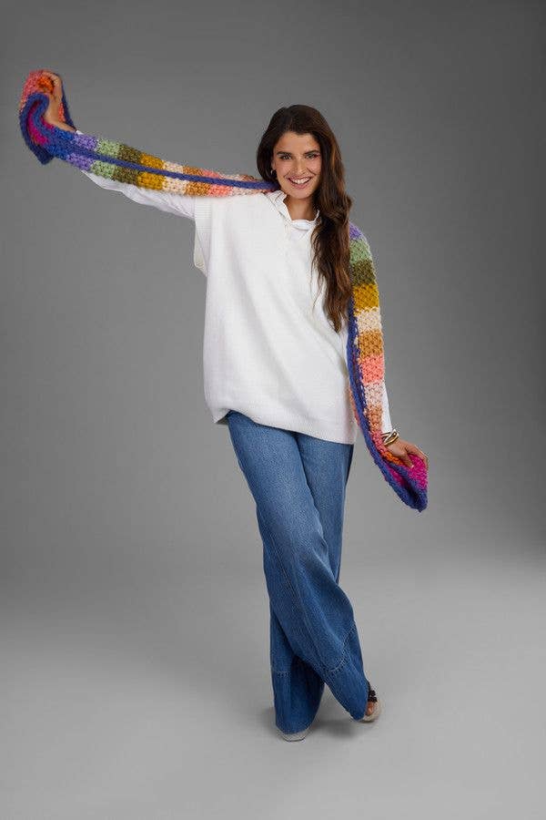 Rainbow Knitted Chunky Scarf
