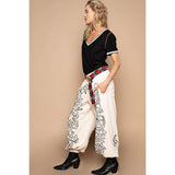 Floral Embroidered Twill Pants