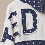 United States Patch work Oversized Zip Hoodie
