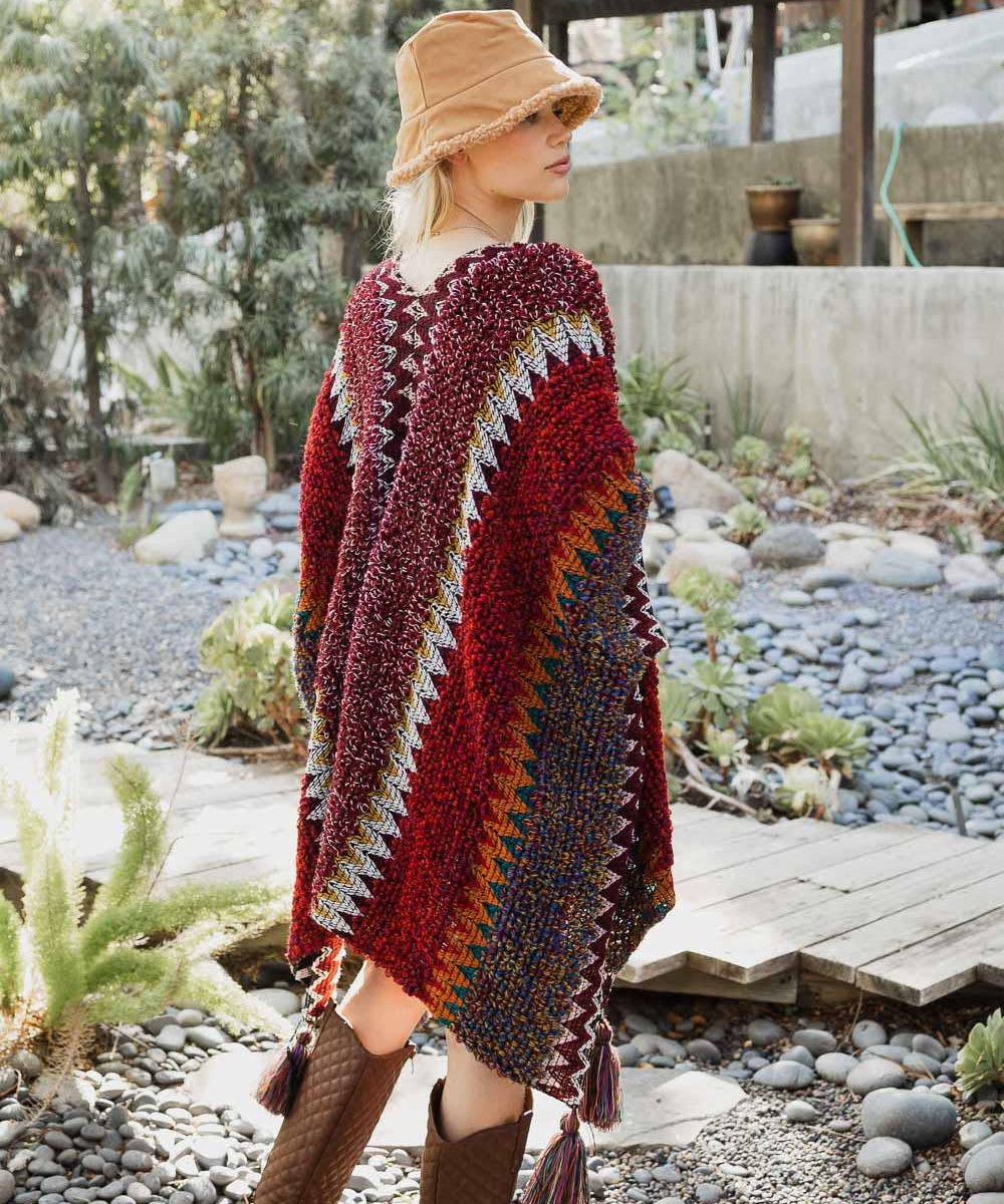 Western Colorful Crochet Patterned Ruana - The Original!