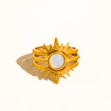 Nerina 18K Gold Non-Tarnish Sunburst Opal Stackable Ring