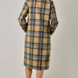 61594 Brushed Plaid Long Coat
