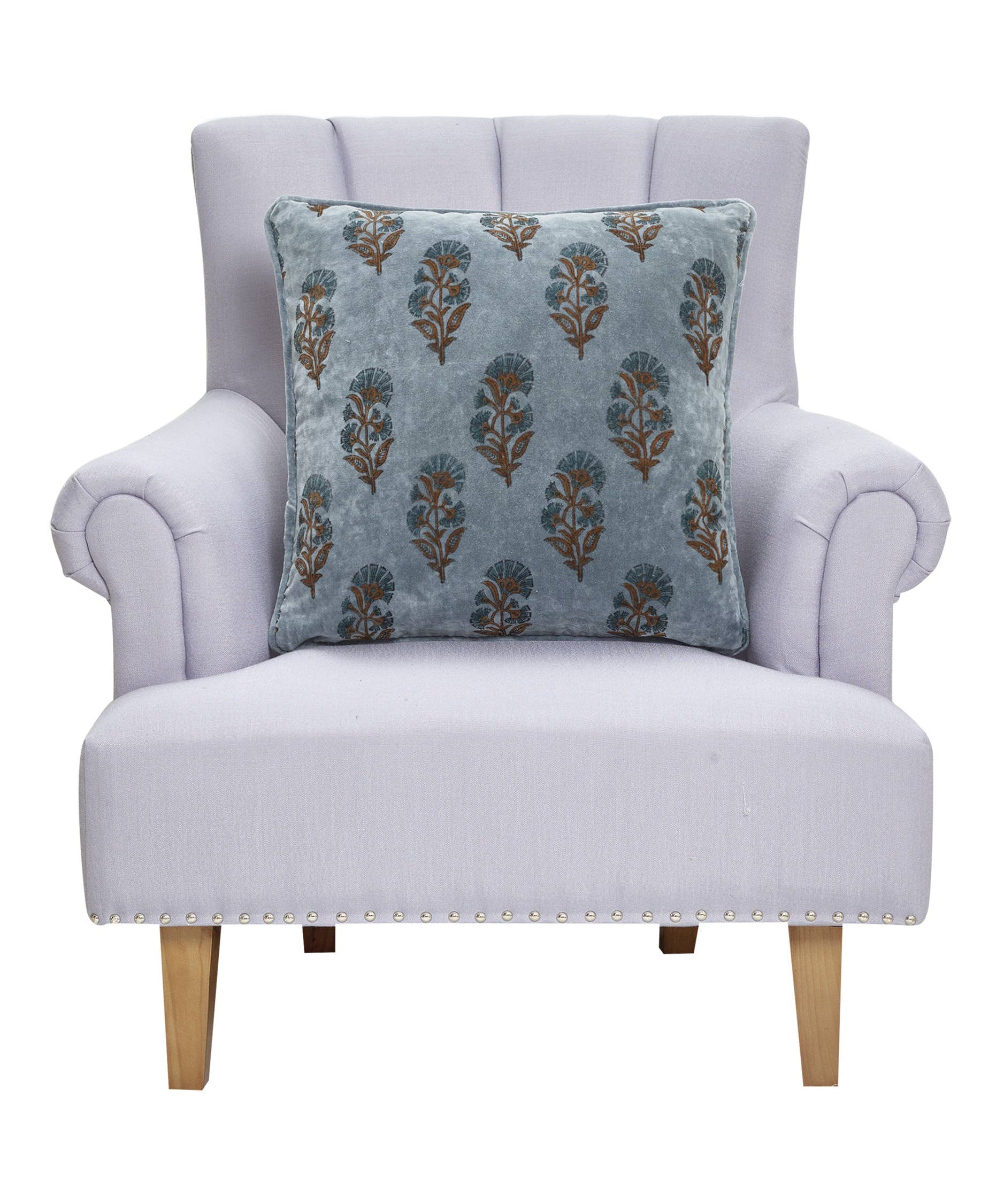 Block Print Vel Mughal Flower Pillow