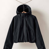 Matte Drawstring Hooded Everyday Jacket