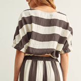 T4525ST   WIDE STRIPE BOAT NECK TOP