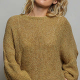 Solid Color Oversized Chunky Knit Pullover Soft Sweater Top