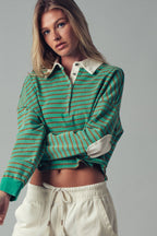 Playful Cropped Stripe Cotton Top