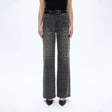 High Rise Leopard Print Wide Leg Pants